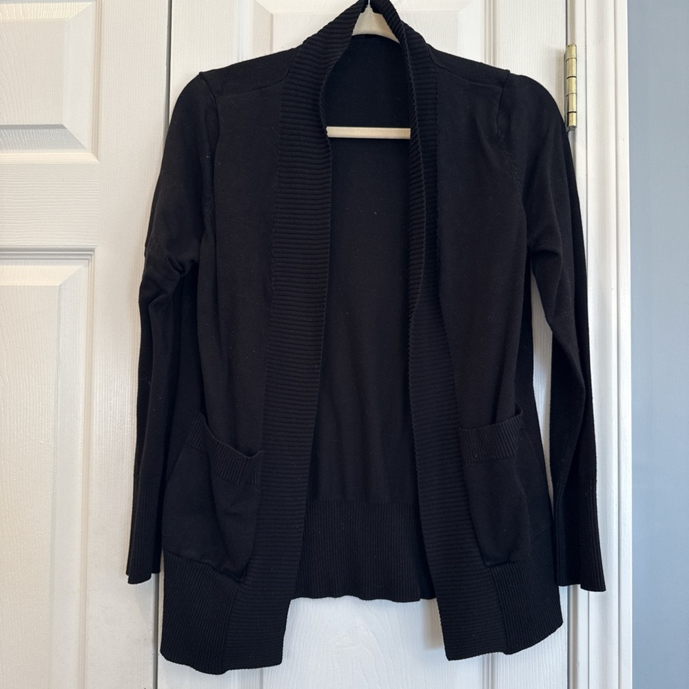 Black Open-Front Shawl Collar Sweater Cardigan - Women